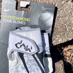 Nike White Gray Black Hyperdiamond Edge Softball Gloves